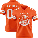 Custom Orange White Mesh Authentic Football Jersey