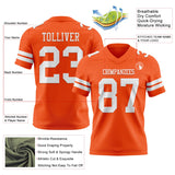 Custom Orange White Mesh Authentic Football Jersey
