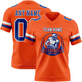 Custom Orange Royal-White Mesh Authentic Football Jersey