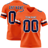 Custom Orange Navy-White Mesh Authentic Football Jersey