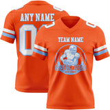 Custom Orange White-Light Blue Mesh Authentic Football Jersey