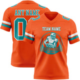 Custom Orange Teal-White Mesh Authentic Football Jersey