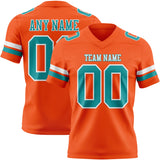 Custom Orange Teal-White Mesh Authentic Football Jersey