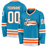 Custom Panther Blue White-Orange Hockey Jersey