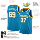 Custom Panther Blue White-Gold Authentic Basketball Jersey