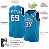 Custom Panther Blue White-Navy Authentic Basketball Jersey