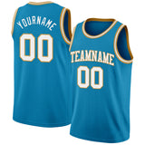 Custom Panther Blue White-Old Gold Authentic Basketball Jersey