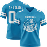 Custom Panther Blue White Mesh Authentic Football Jersey