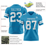 Custom Panther Blue White Mesh Authentic Football Jersey