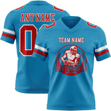 Custom Panther Blue Red-White Mesh Authentic Football Jersey