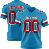 Custom Panther Blue Red-White Mesh Authentic Football Jersey