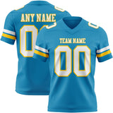 Custom Panther Blue White-Yellow Mesh Authentic Football Jersey