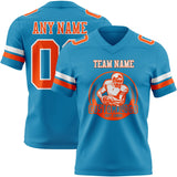 Custom Panther Blue Orange-White Mesh Authentic Football Jersey