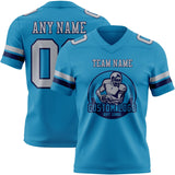 Custom Panther Blue Gray-Navy Mesh Authentic Football Jersey