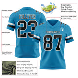 Custom Panther Blue Black-White Mesh Authentic Football Jersey