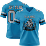 Custom Panther Blue Gray-Black Mesh Authentic Football Jersey