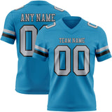 Custom Panther Blue Gray-Black Mesh Authentic Football Jersey