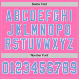 Custom Pink Light Blue-White Mesh Authentic Throwback Football Jersey