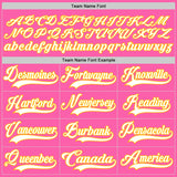 Custom Pink White-Gold Hockey Jersey