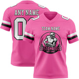 Custom Pink White-Black Mesh Authentic Football Jersey