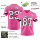 Custom Pink White-Black Mesh Authentic Football Jersey