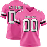 Custom Pink White-Black Mesh Authentic Football Jersey