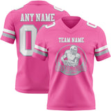 Custom Pink White-Gray Mesh Authentic Football Jersey