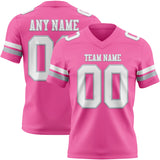 Custom Pink White-Gray Mesh Authentic Football Jersey