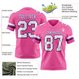 Custom Pink White-Purple Mesh Authentic Football Jersey