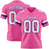 Custom Pink White-Purple Mesh Authentic Football Jersey