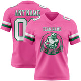 Custom Pink White-Kelly Green Mesh Authentic Football Jersey