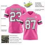 Custom Pink White-Kelly Green Mesh Authentic Football Jersey