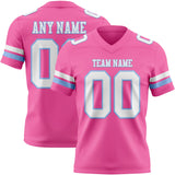 Custom Pink White-Light Blue Mesh Authentic Football Jersey
