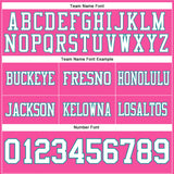 Custom Pink White-Teal Mesh Authentic Football Jersey