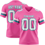 Custom Pink White-Teal Mesh Authentic Football Jersey