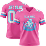Custom Pink White-Sky Blue Mesh Authentic Football Jersey