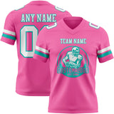 Custom Pink White-Aqua Mesh Authentic Football Jersey