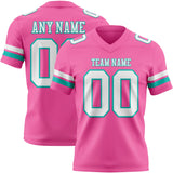Custom Pink White-Aqua Mesh Authentic Football Jersey