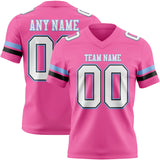 Custom Pink White Black-Light Blue Mesh Authentic Football Jersey