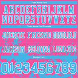 Custom Pink Sky Blue-White Splash Mesh Authentic Football Jersey