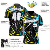 Custom Black White-Gray 3D Bowling Performance Polo Shirt