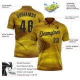 Custom Old Gold Black 3D Bowling Abstract Halftone Performance Polo Shirt