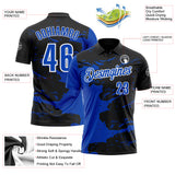 Custom Black Thunder Blue-White 3D Bowling Splash Ink Performance Polo Shirt