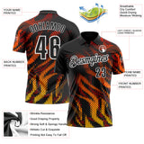 Custom Black Red-White 3D Bowling Geometric Shape Performance Polo Shirt