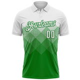 Custom White Grass Green 3D Pattern Design Gradient Square Shape Performance Polo Shirt
