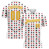 Custom White Gold 3D Gambling Poker Performance Polo Shirt