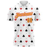 Custom White Yellow-Pink 3D Gambling Poker Performance Polo Shirt
