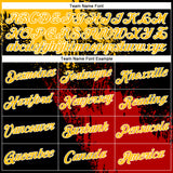 Custom Gold Black-Red 3D Pattern Design Abstract Brush Stroke Performance Polo Shirt