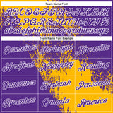 Custom Gold Purple-White 3D Pattern Design Abstract Brush Stroke Performance Polo Shirt
