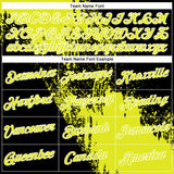 Custom Neon Yellow Black-White 3D Pattern Design Abstract Brush Stroke Performance Polo Shirt